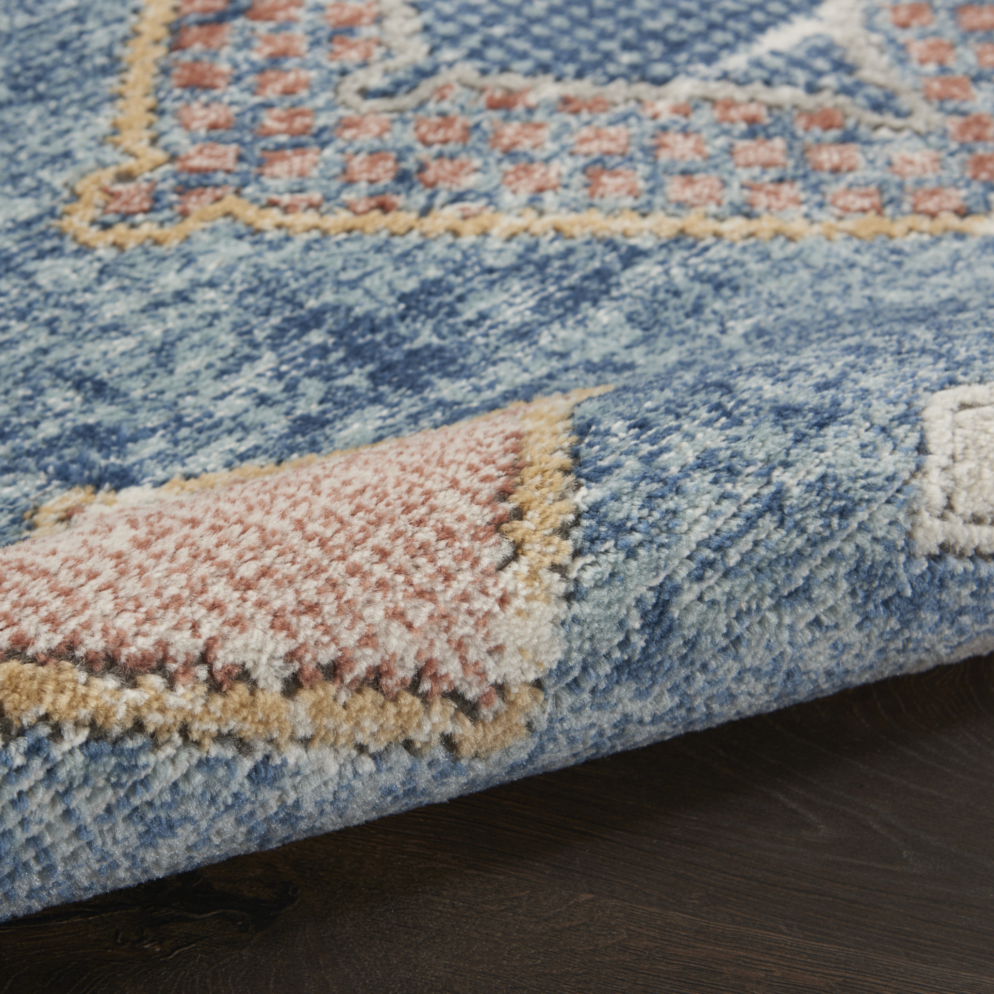2" X 4" Blue Southwestern Power Loom Non Skid Area Rug