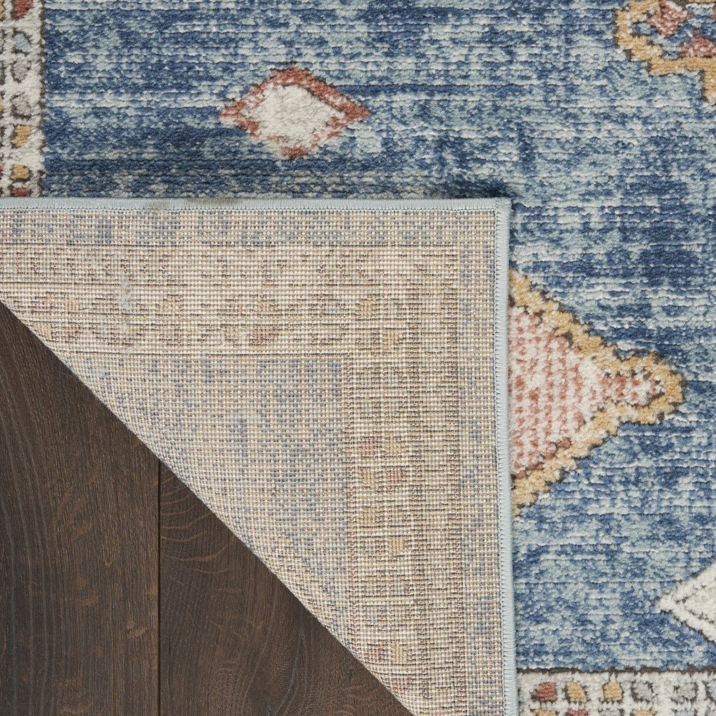 2" X 8" Blue Southwestern Power Loom Non Skid Runner Rug