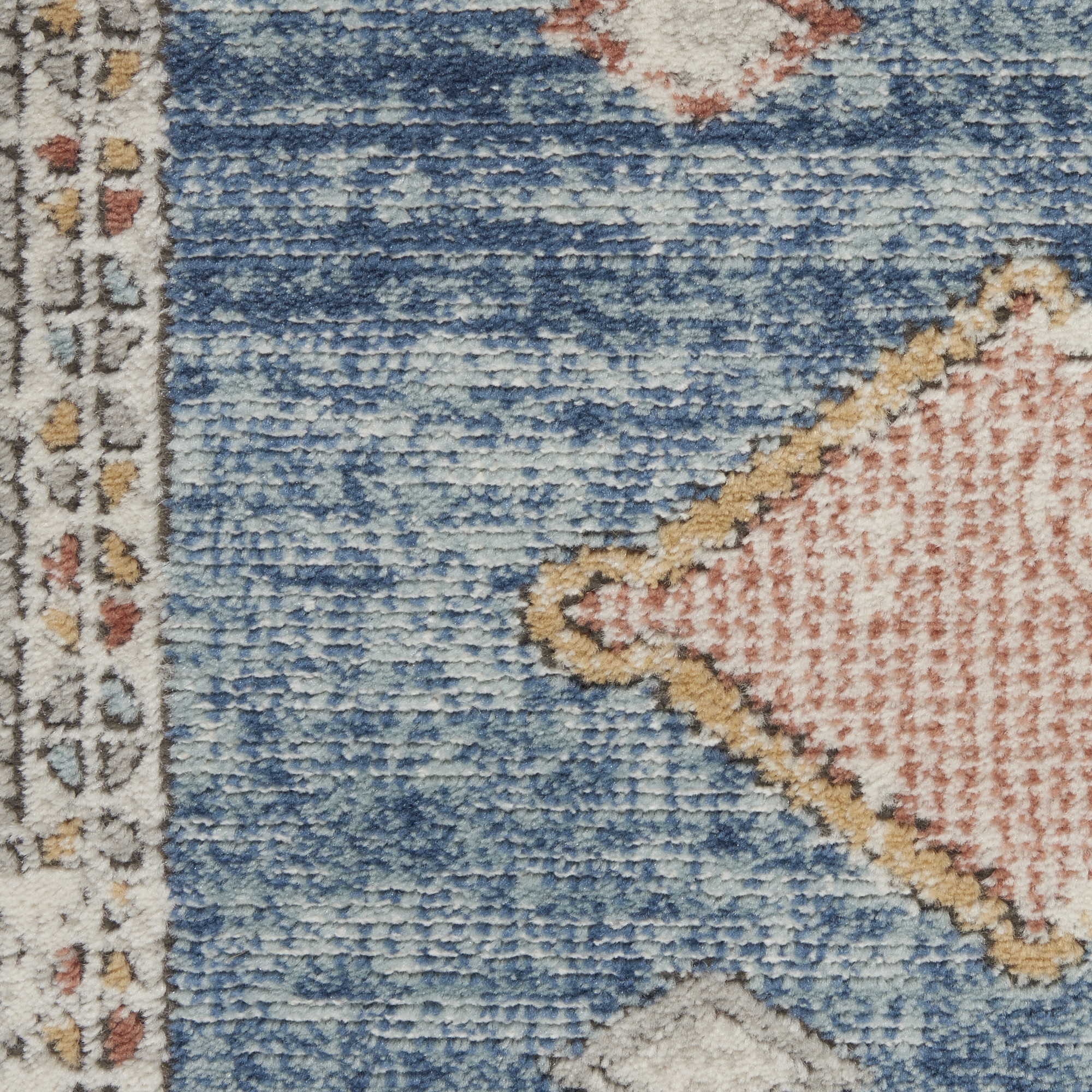 3" X 5" Blue Southwestern Power Loom Non Skid Area Rug