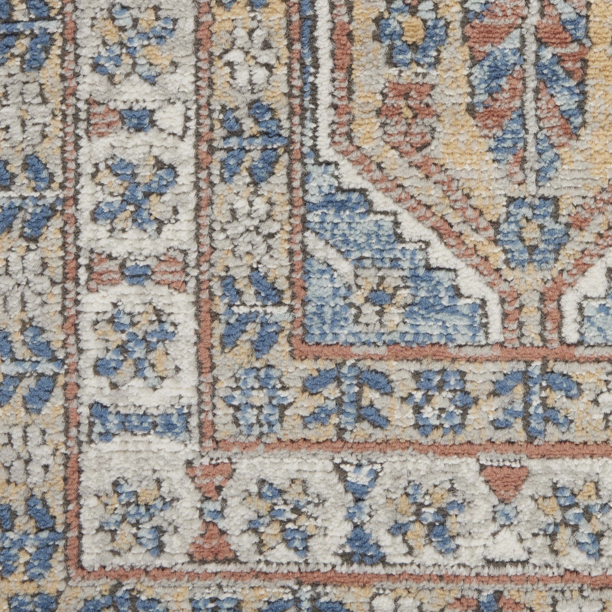 4" X 6" Blue Southwestern Power Loom Non Skid Area Rug