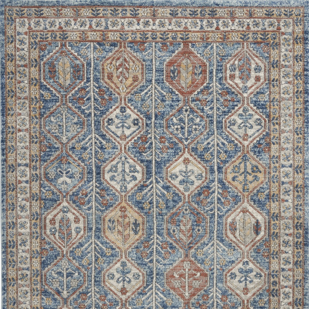 4" X 6" Blue Southwestern Power Loom Non Skid Area Rug