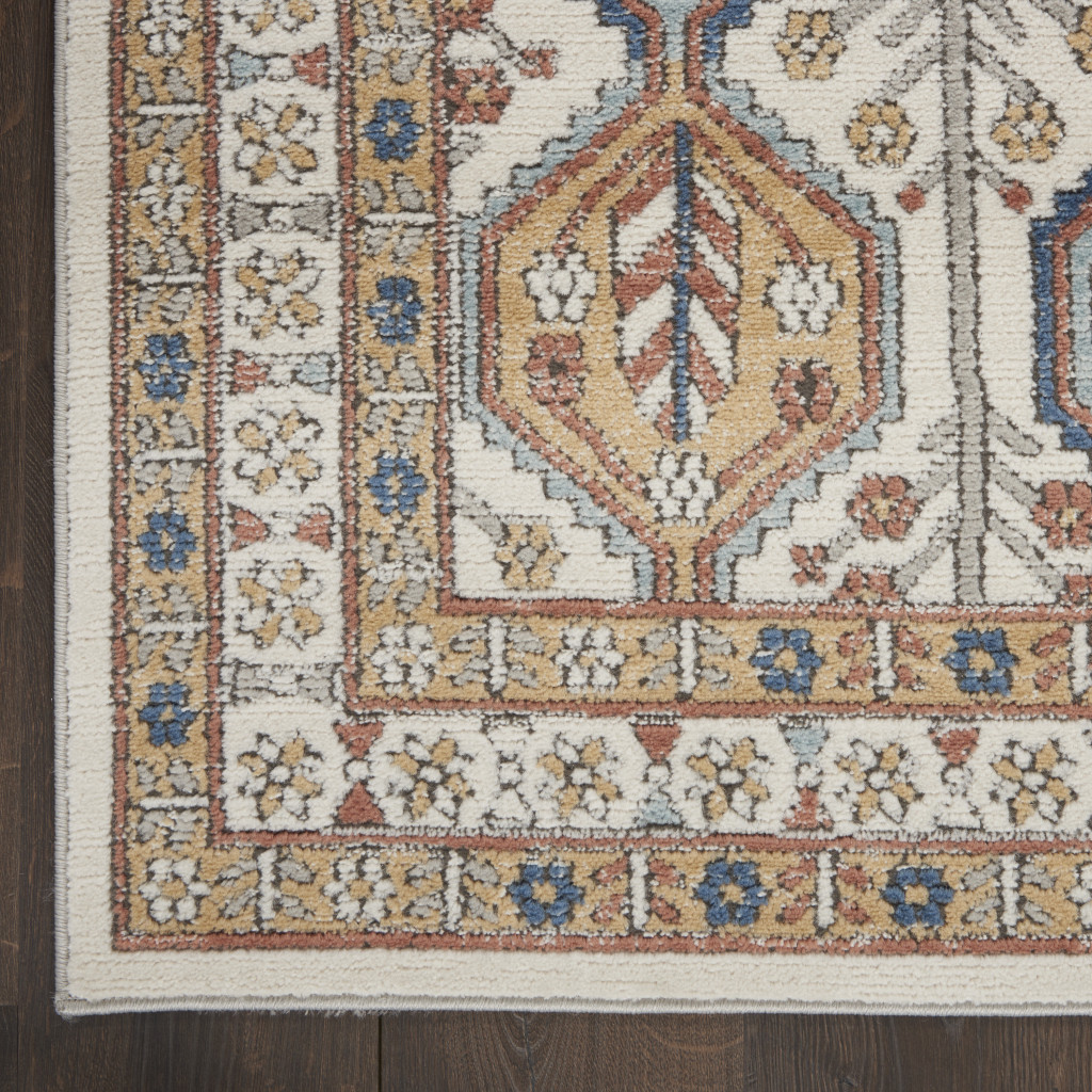 2" X 4" Ivory Southwestern Power Loom Non Skid Area Rug