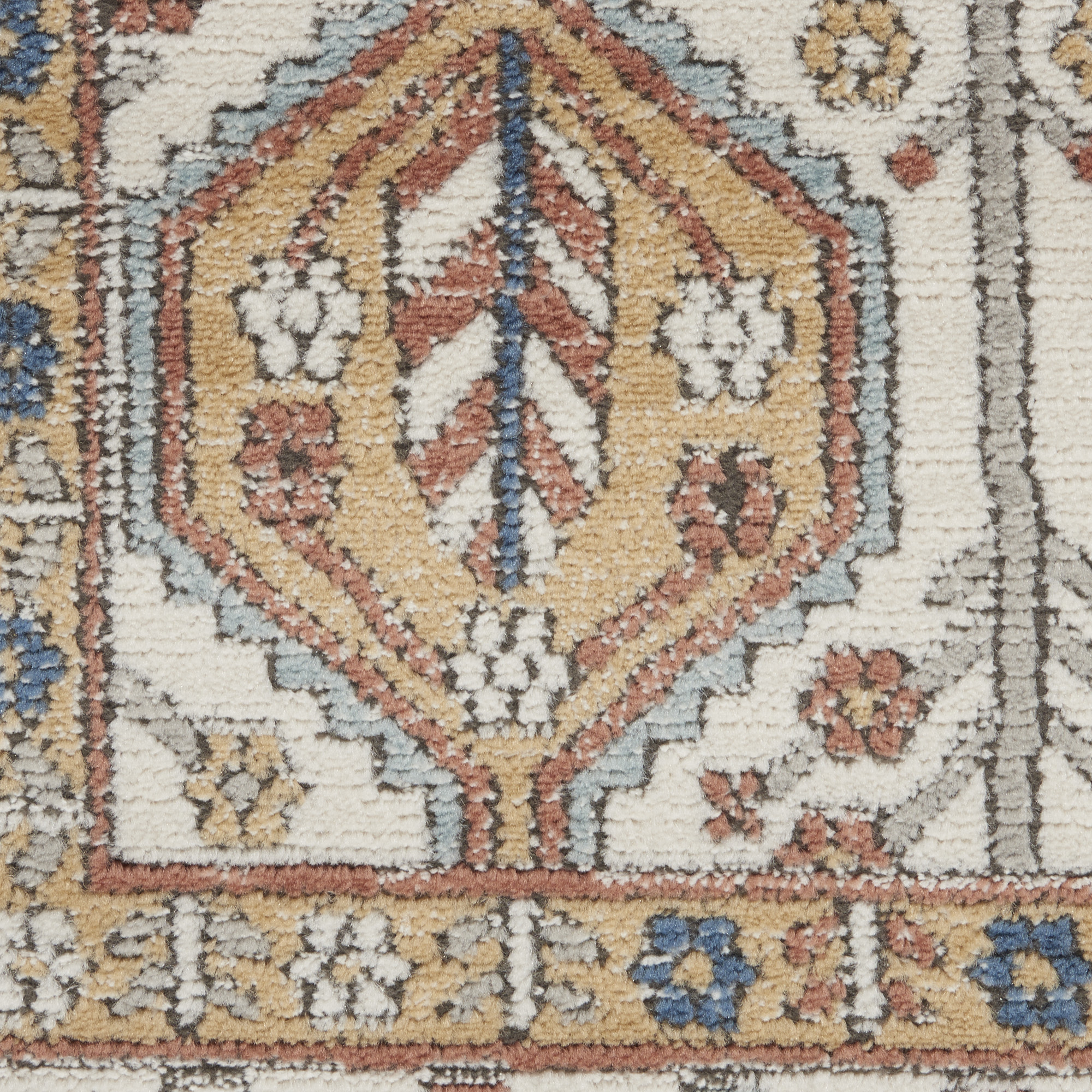 2" X 4" Ivory Southwestern Power Loom Non Skid Area Rug