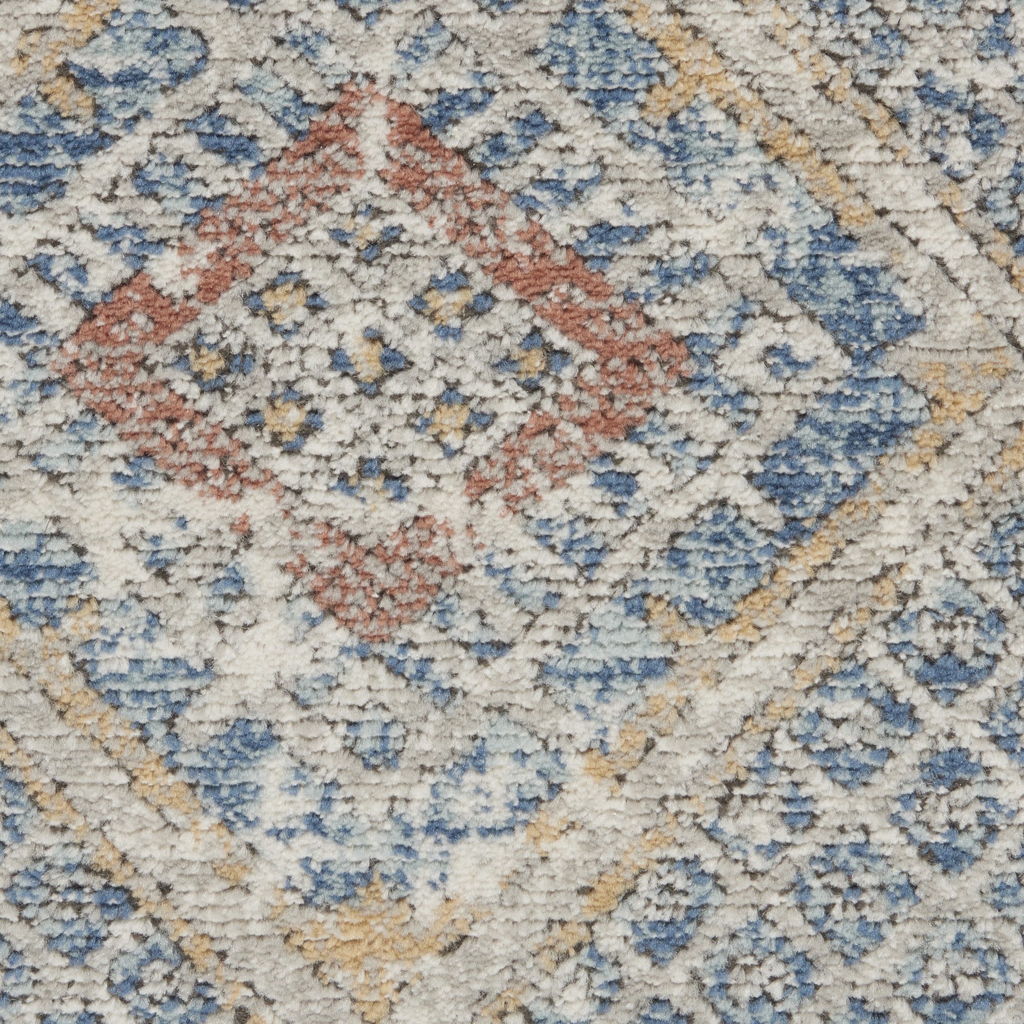 2" X 4" Blue And Ivory Southwestern Power Loom Non Skid Area Rug