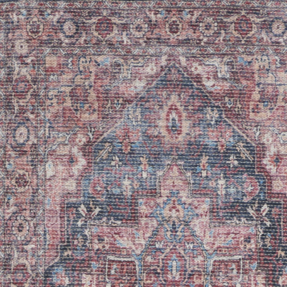 2" X 6" Red Oriental Power Loom Distressed Washable Runner Rug