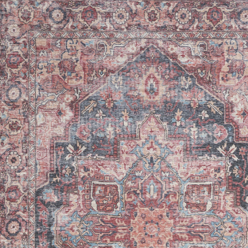 5" X 7" Multicolor Oriental Power Loom Distressed Washable Area Rug
