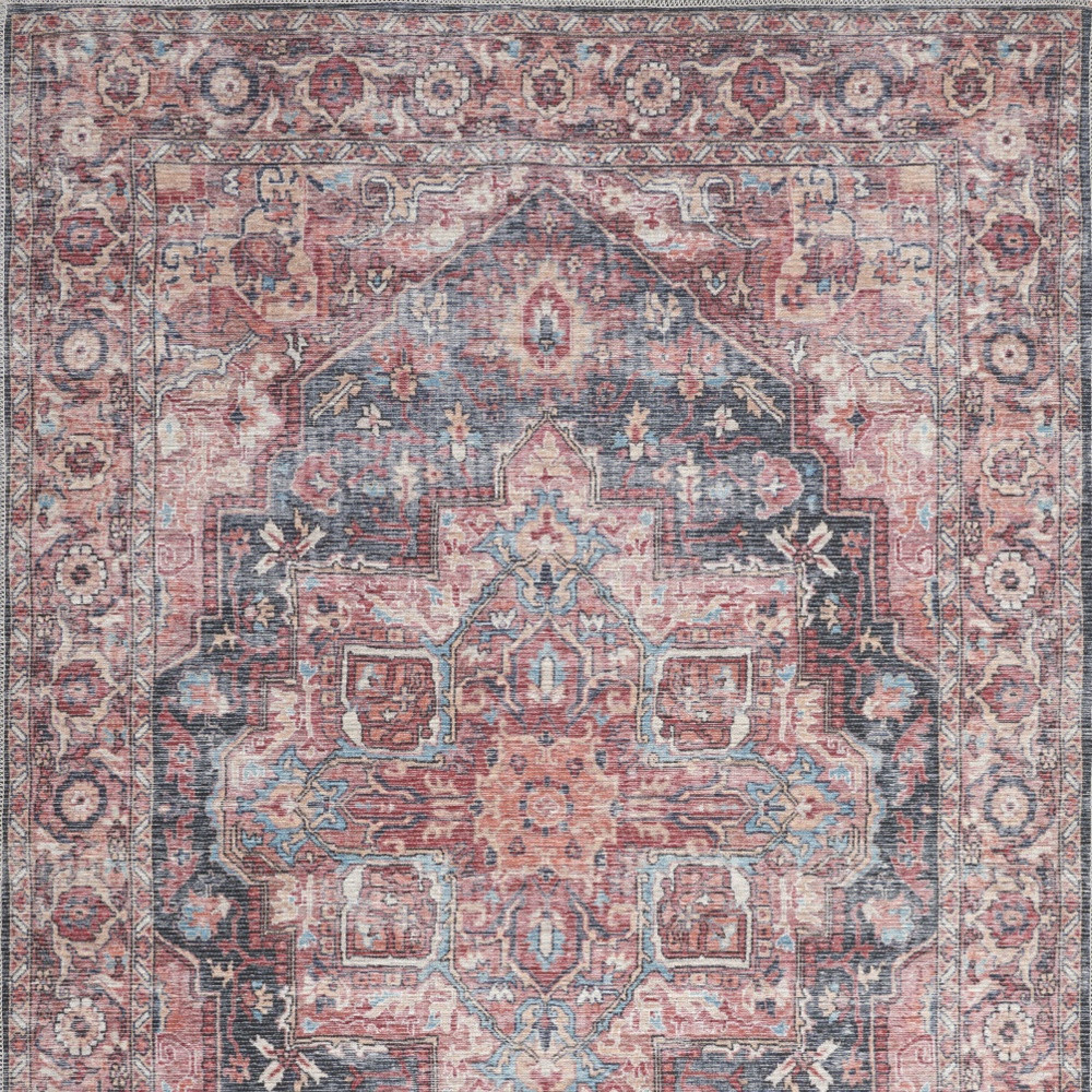 5" X 7" Multicolor Oriental Power Loom Distressed Washable Area Rug