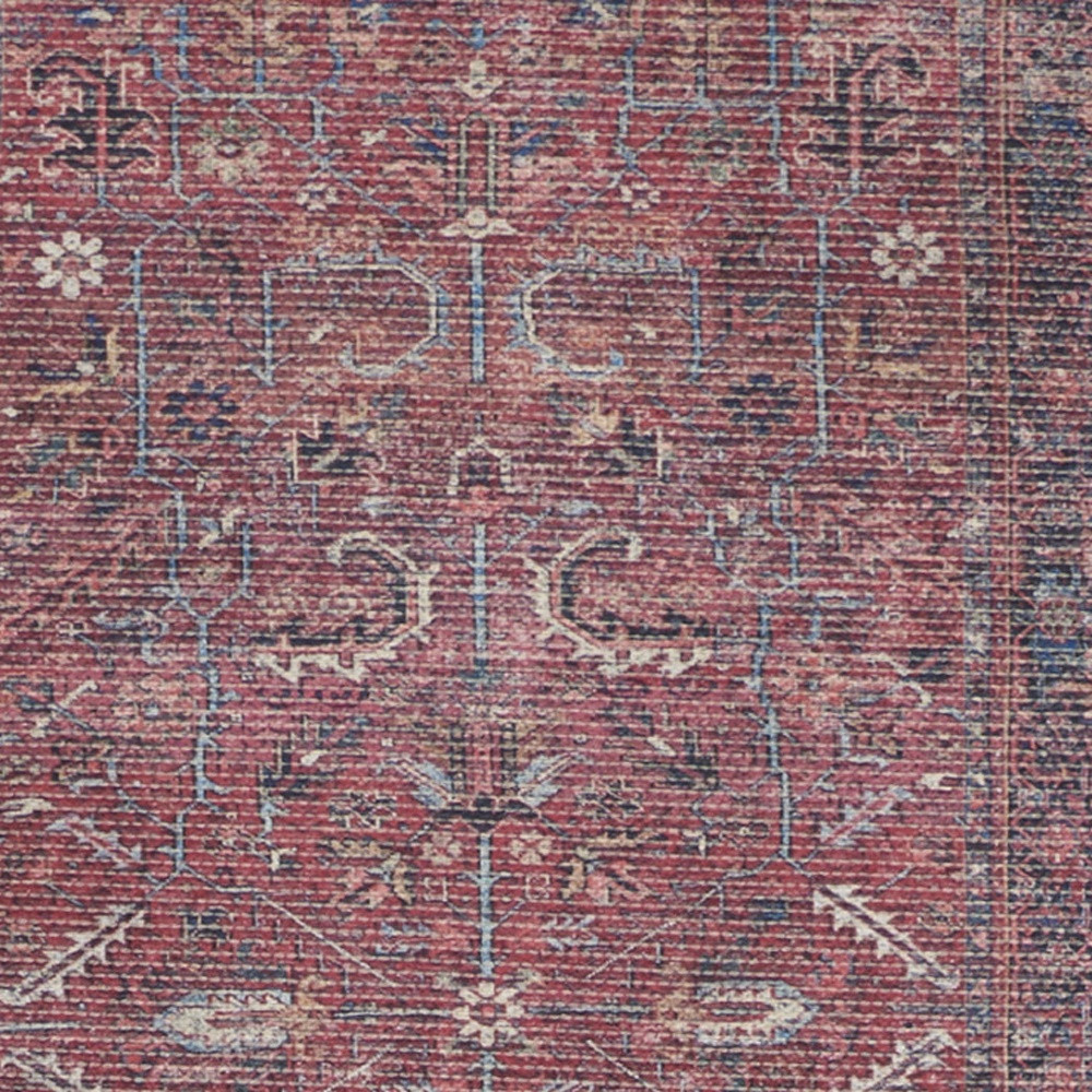 2" X 6" Brick Oriental Power Loom Distressed Washable Runner Rug