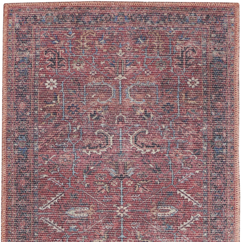 2" X 6" Brick Oriental Power Loom Distressed Washable Runner Rug