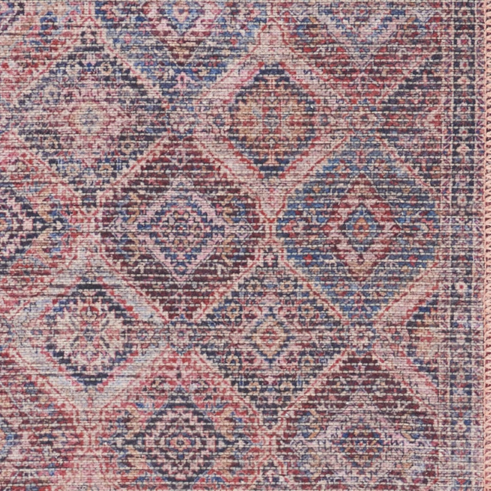2 X 6 Red Oriental Power Loom Distressed Washable Runner Rug