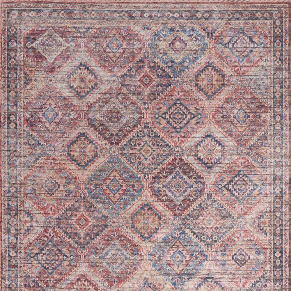 5" X 7" Multicolor Oriental Power Loom Distressed Washable Area Rug