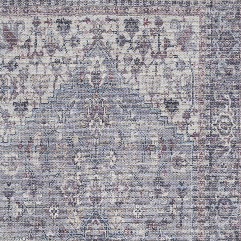 2" X 4" Grey Oriental Power Loom Distressed Washable Area Rug