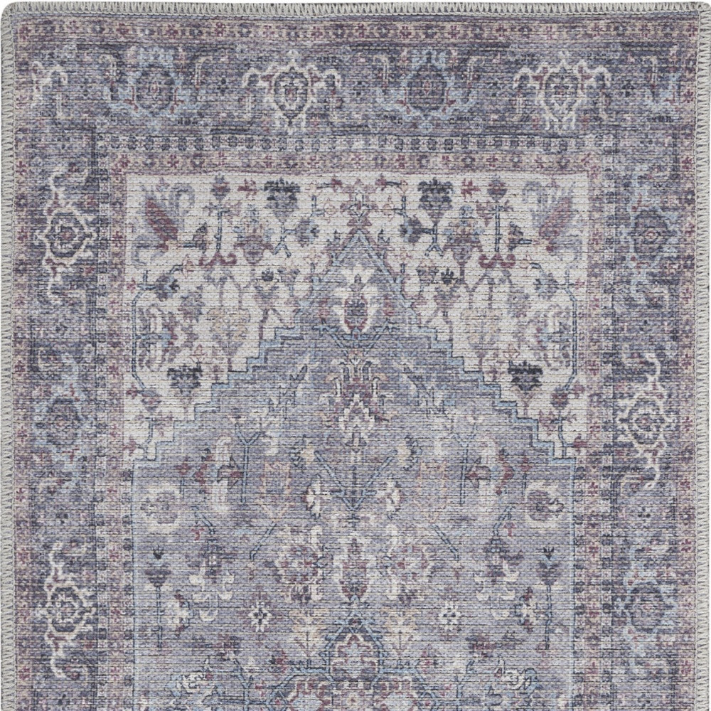 2" X 4" Grey Oriental Power Loom Distressed Washable Area Rug