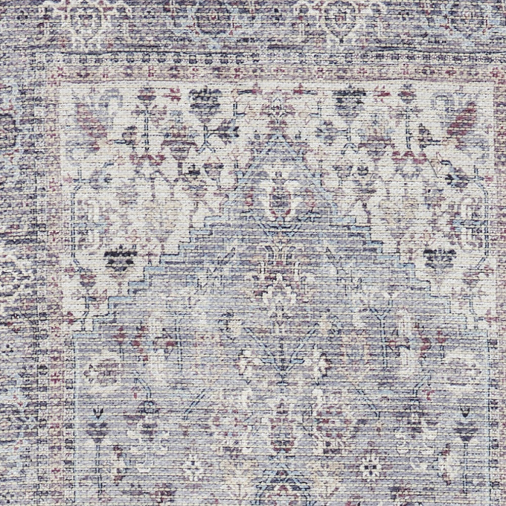 2" X 6" Grey Oriental Power Loom Distressed Washable Runner Rug