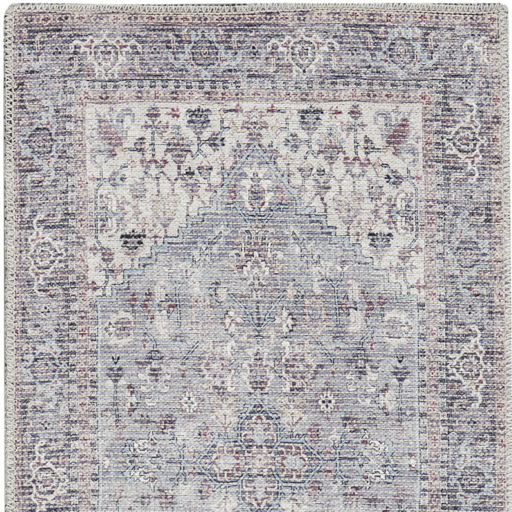 2" X 6" Grey Oriental Power Loom Distressed Washable Runner Rug