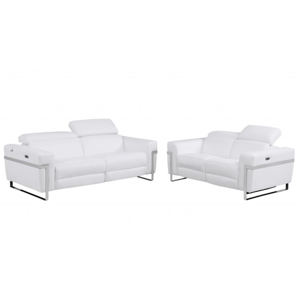 Two Piece Indoor White Italian Leather Five Person Seating Set-480875-1