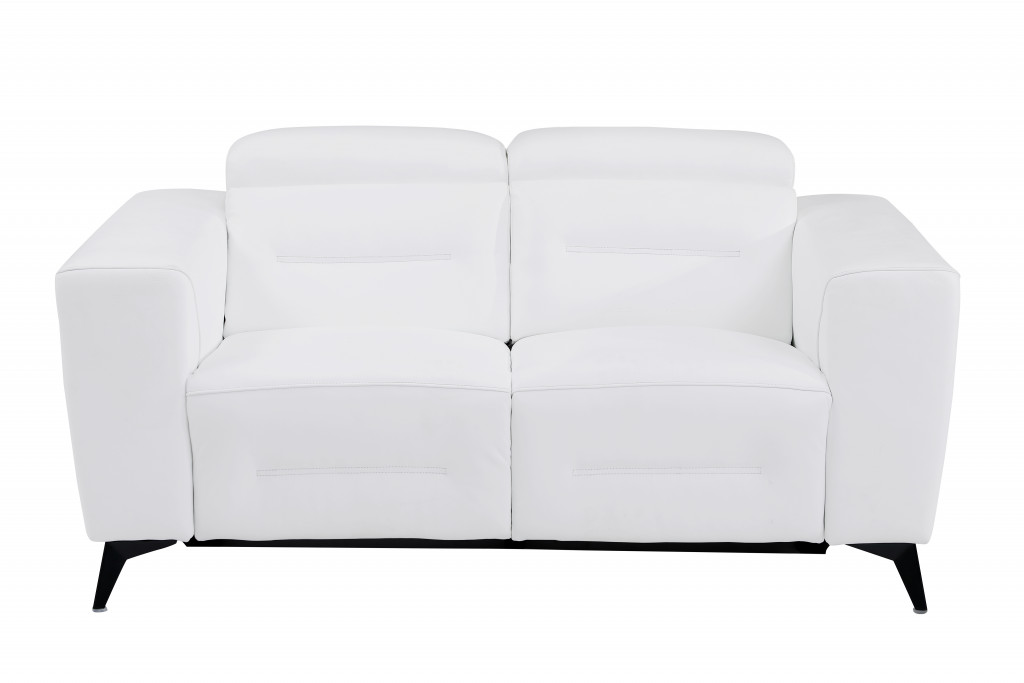 65" White And Black Italian Leather Power Reclining Loveseat-482204-1