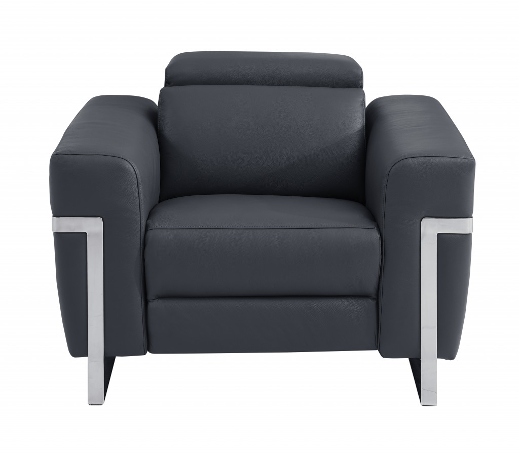 41" Dark Gray Italian Leather Power Recliner Chair-482246-1