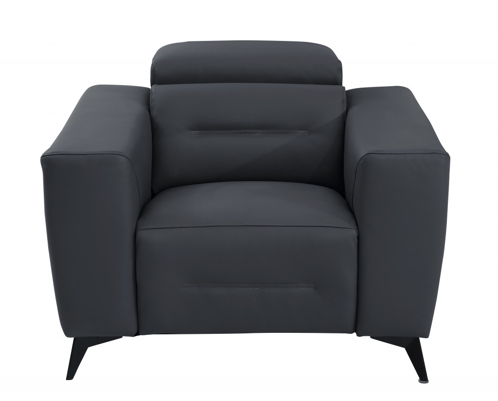 41" Dark Gray Italian Leather Power Recliner Chair-482249-1