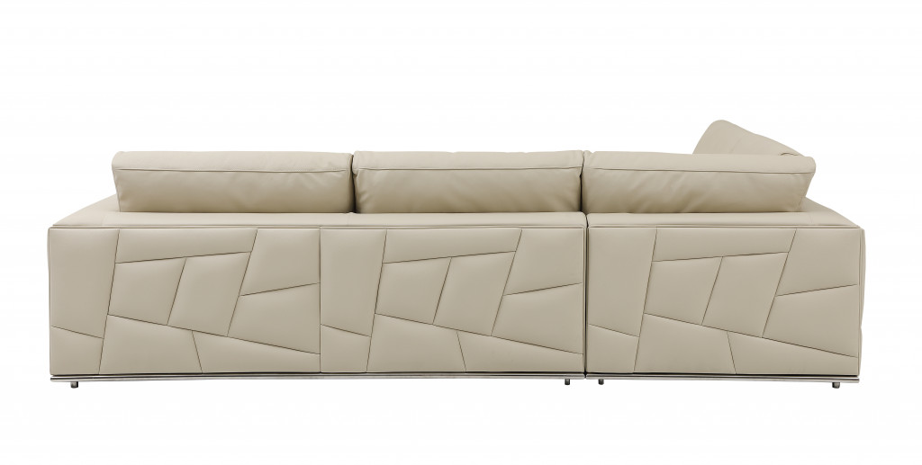 Beige Italian Leather Reclining L Shaped Two Piece Corner Sectional-482251-1