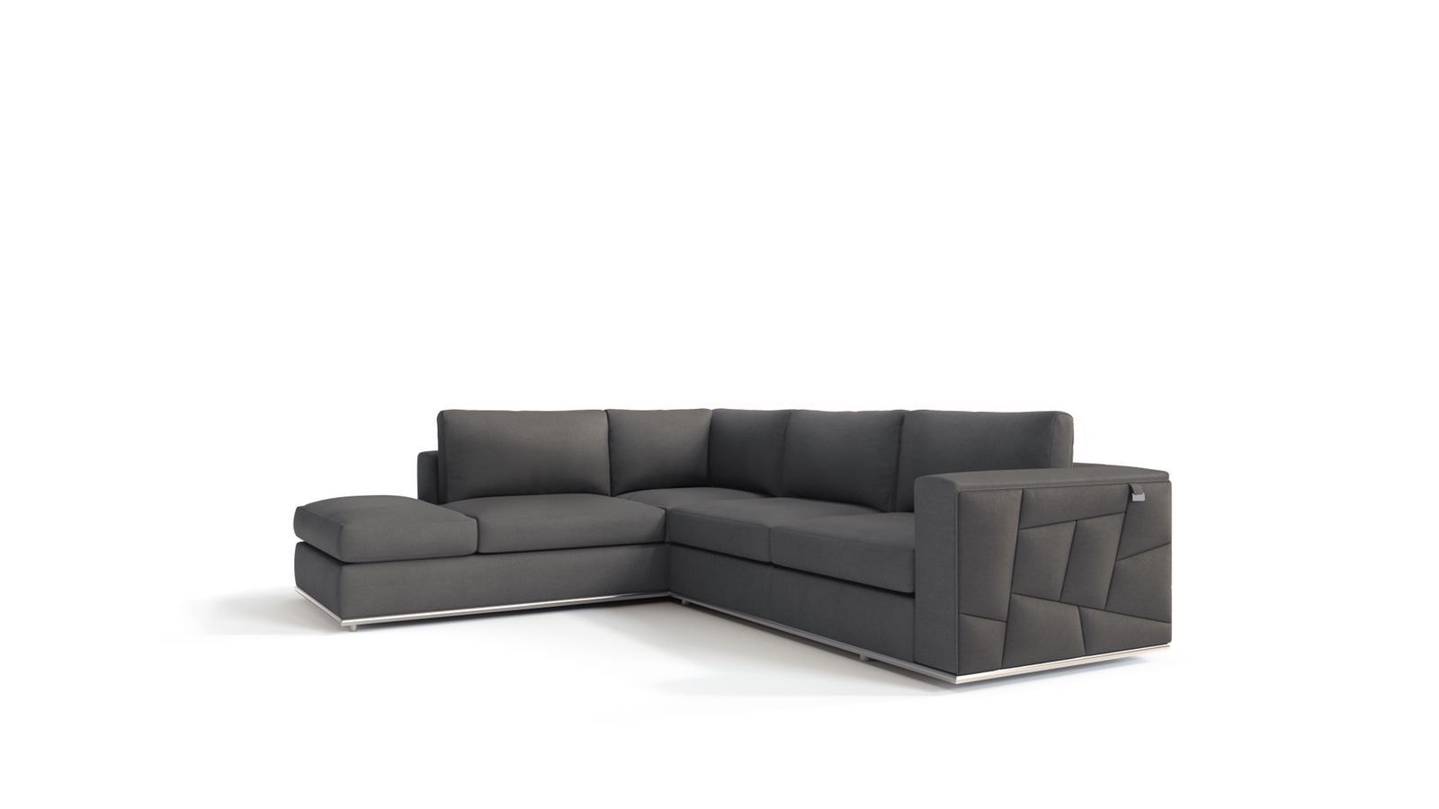 Dark Gray Italian Leather Reclining L Shaped Two Piece Corner Sectional-482252-1
