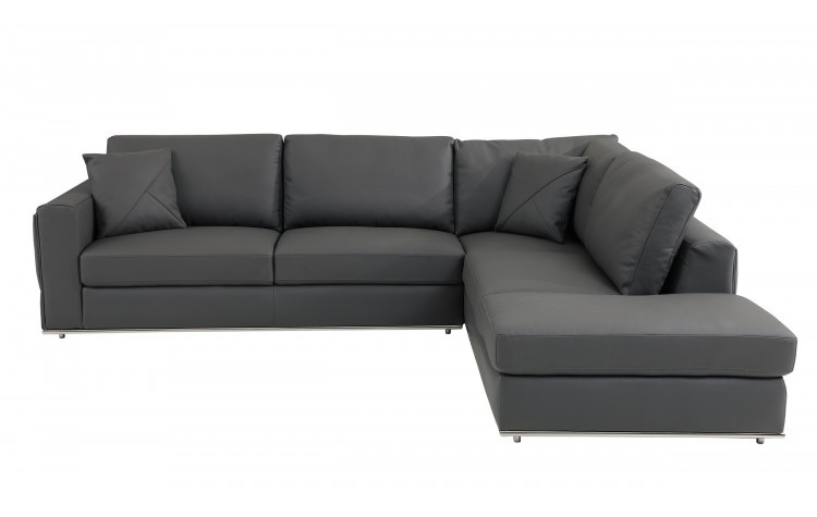 Dark Gray Italian Leather Reclining L Shaped Two Piece Corner Sectional-482255-1