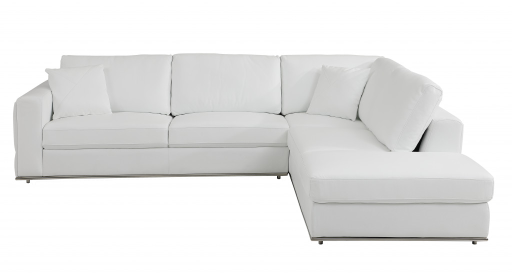 White Italian Leather Reclining L Shaped Two Piece Corner Sectional-482256-1