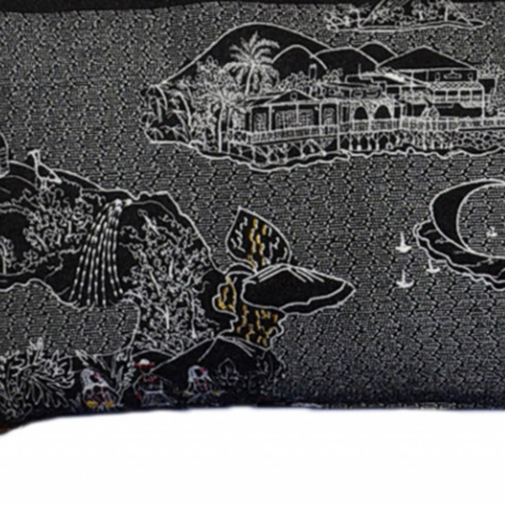 14" X 45" Black Gray and White Hometown Pride Wool Lumbar Throw Pillow