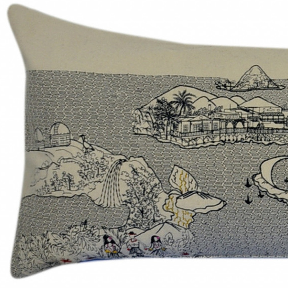 14" X 45" Cream Hometown Pride Wool Lumbar Throw Pillow