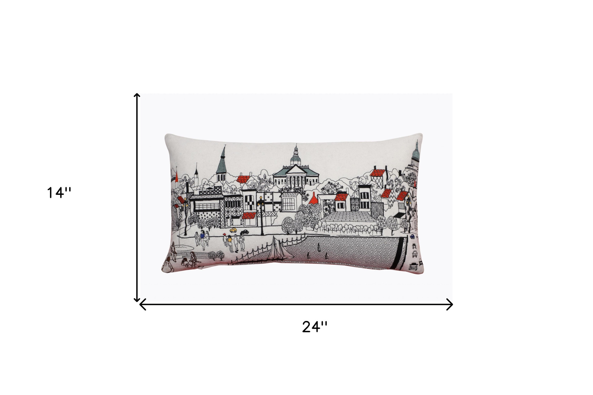 14" X 24" Cream Hometown Pride Wool Lumbar Throw Pillow