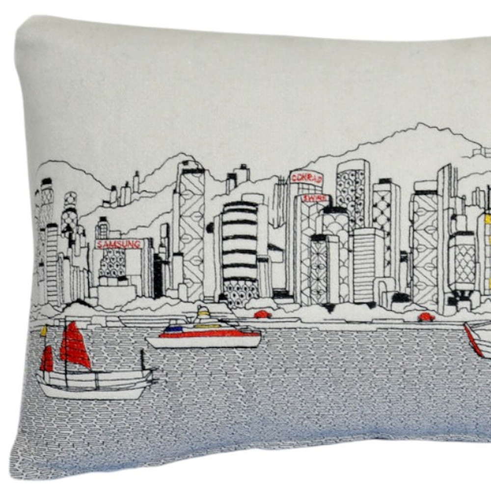 14" X 24" Cream Hometown Pride Wool Lumbar Throw Pillow