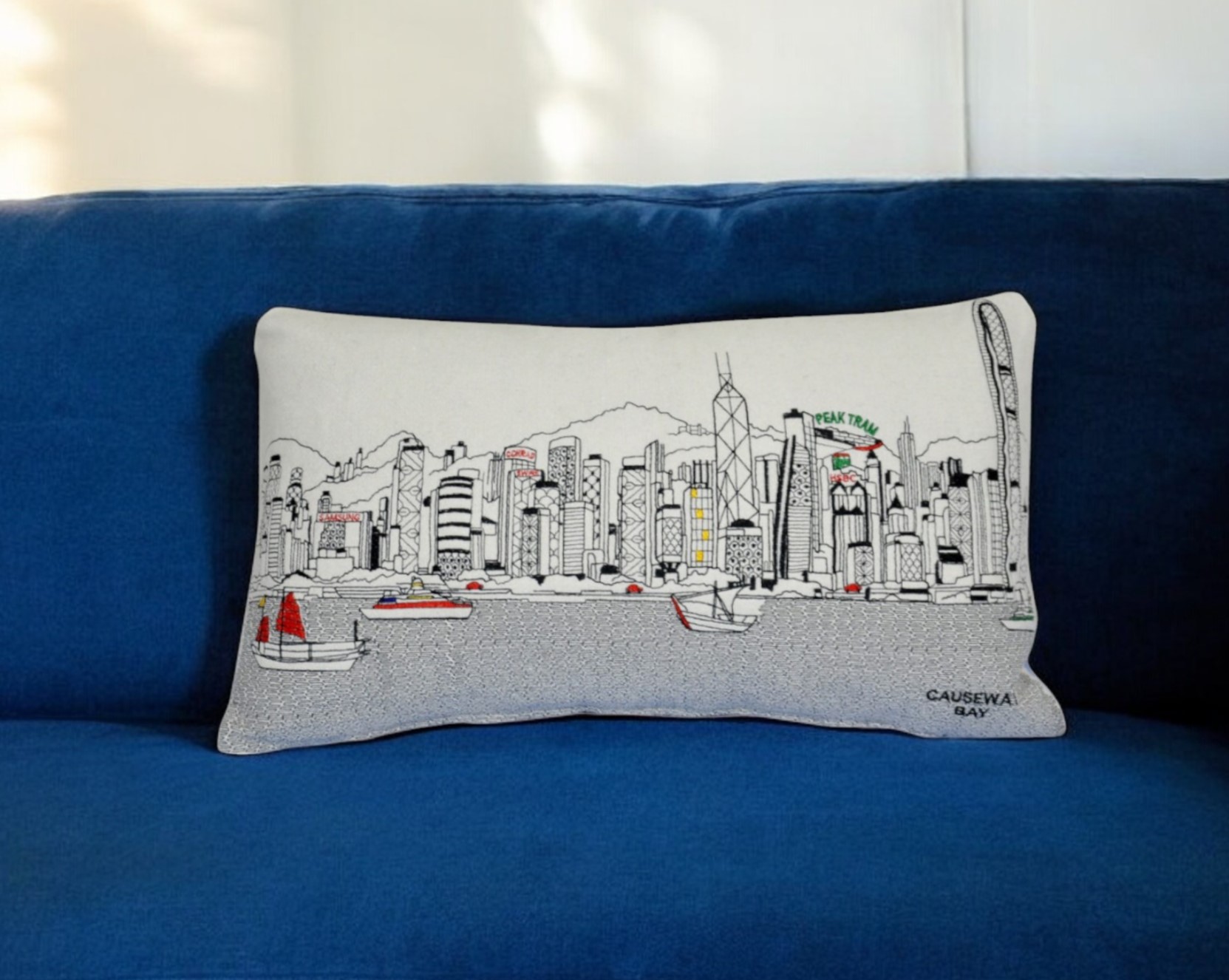 14" X 24" Cream Hometown Pride Wool Lumbar Throw Pillow