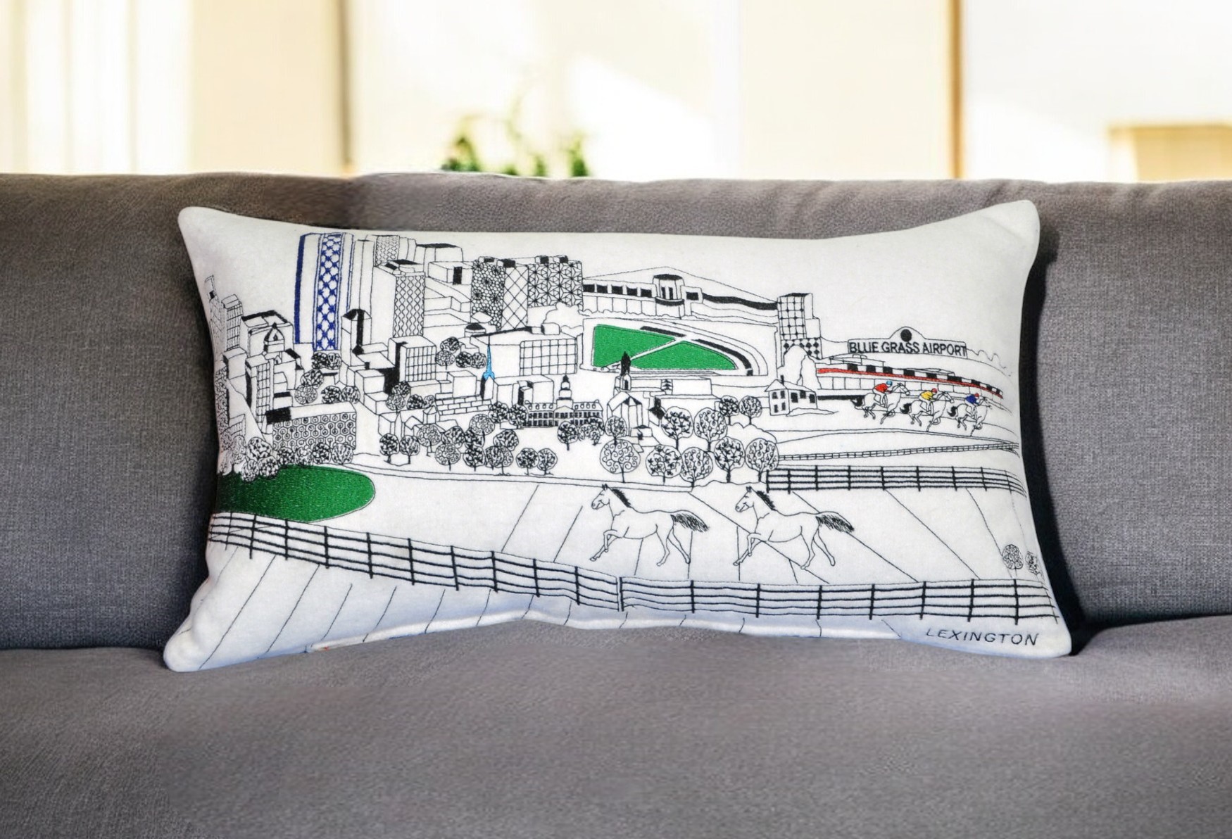 14" X 24" Cream Hometown Pride Wool Lumbar Throw Pillow