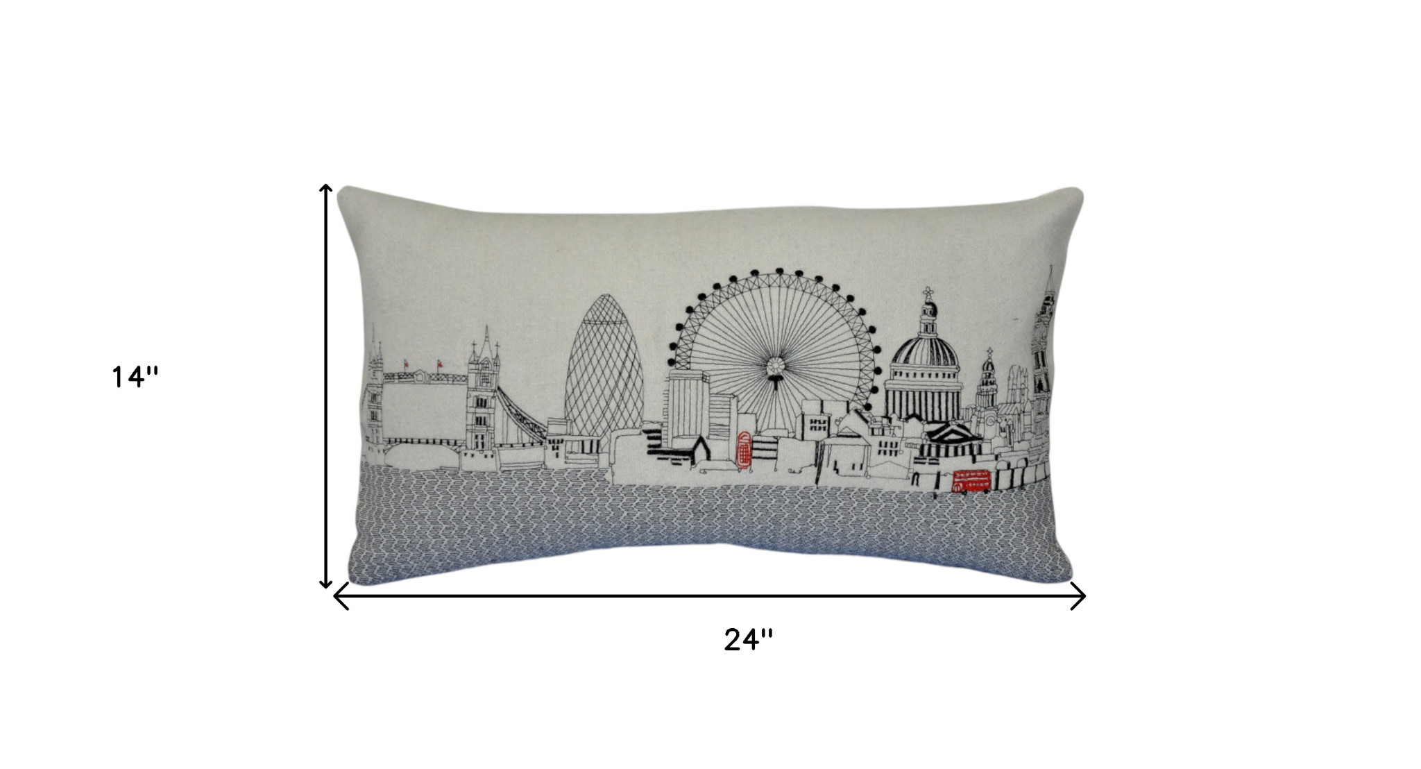 14" X 24" Cream Hometown Pride Wool Lumbar Throw Pillow