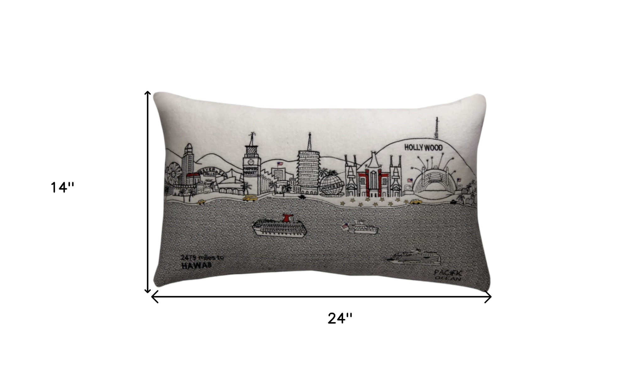 14" X 24" Cream Hometown Pride Wool Lumbar Throw Pillow
