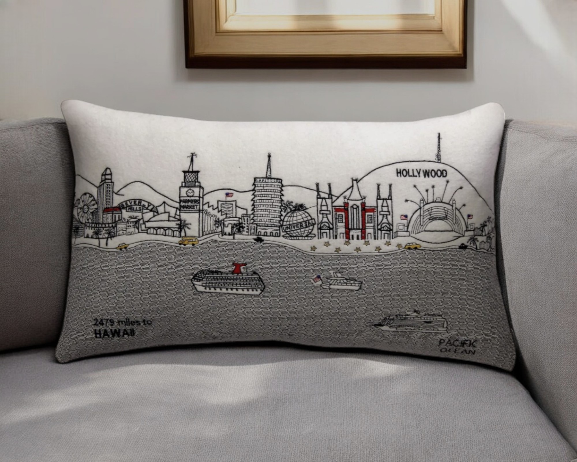 14" X 24" Cream Hometown Pride Wool Lumbar Throw Pillow