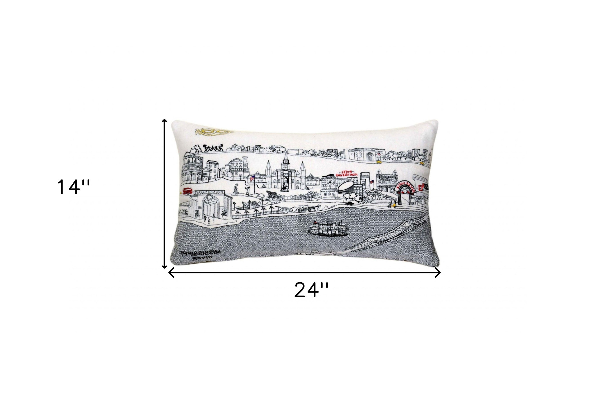 14" X 24" Cream Hometown Pride Wool Lumbar Throw Pillow