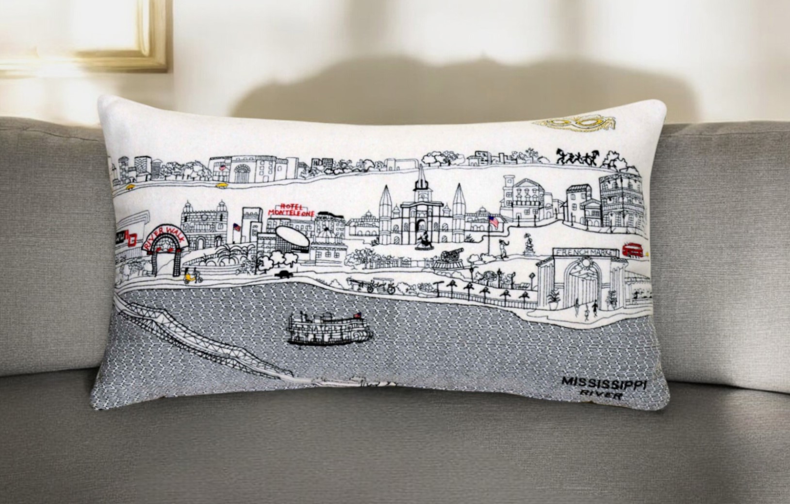 14" X 24" Cream Hometown Pride Wool Lumbar Throw Pillow