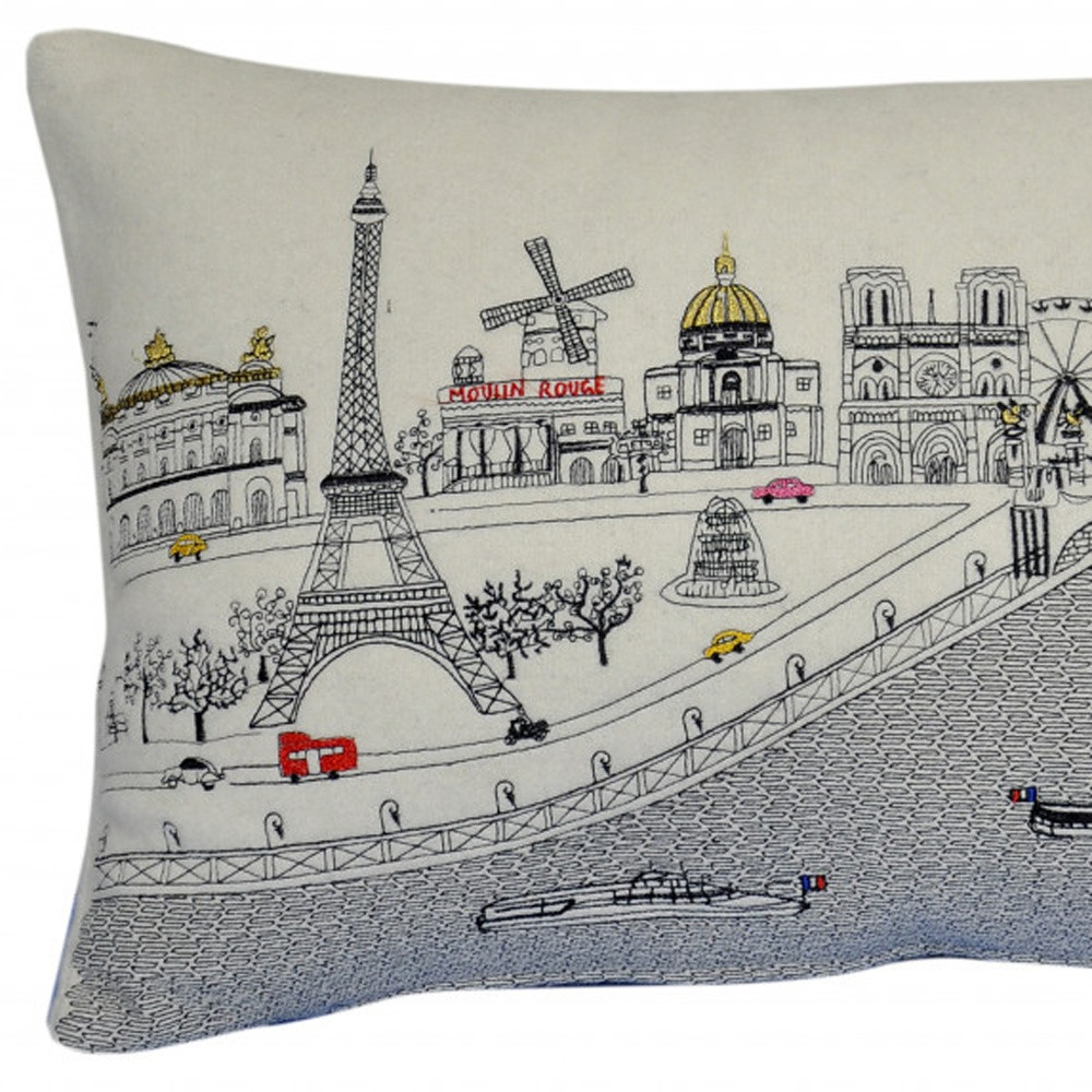 14" X 24" Cream Hometown Pride Wool Lumbar Throw Pillow