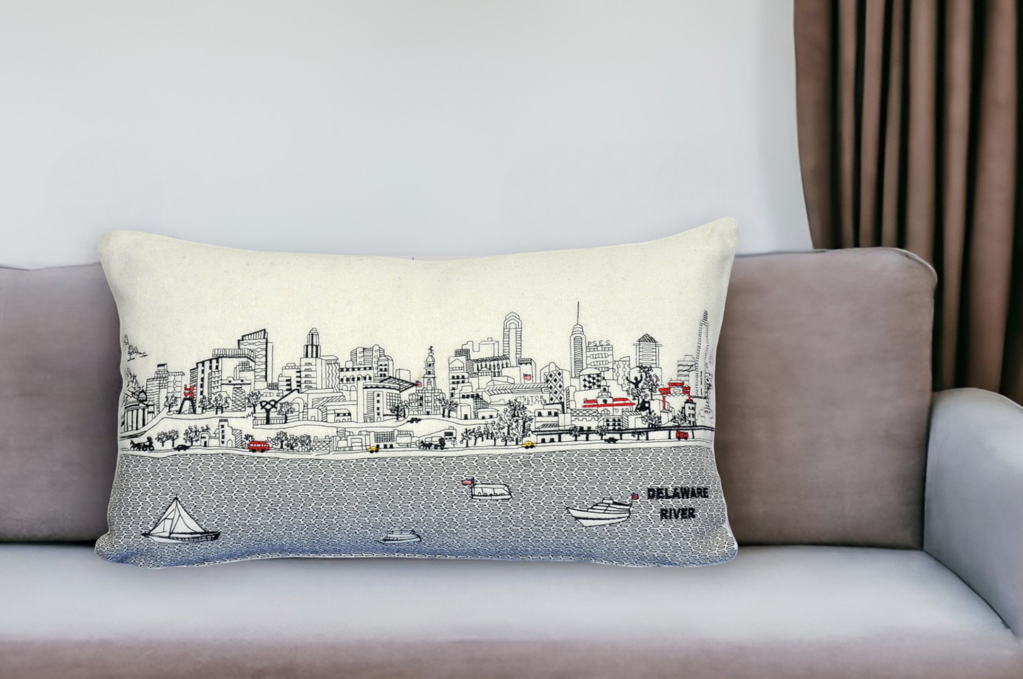 14" X 24" Cream Hometown Pride Wool Lumbar Throw Pillow
