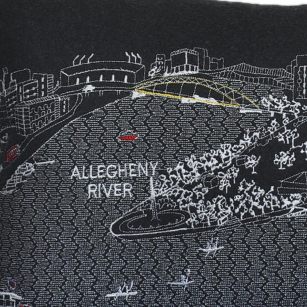 14" X 24" Black Gray and White Hometown Pride Wool Lumbar Throw Pillow