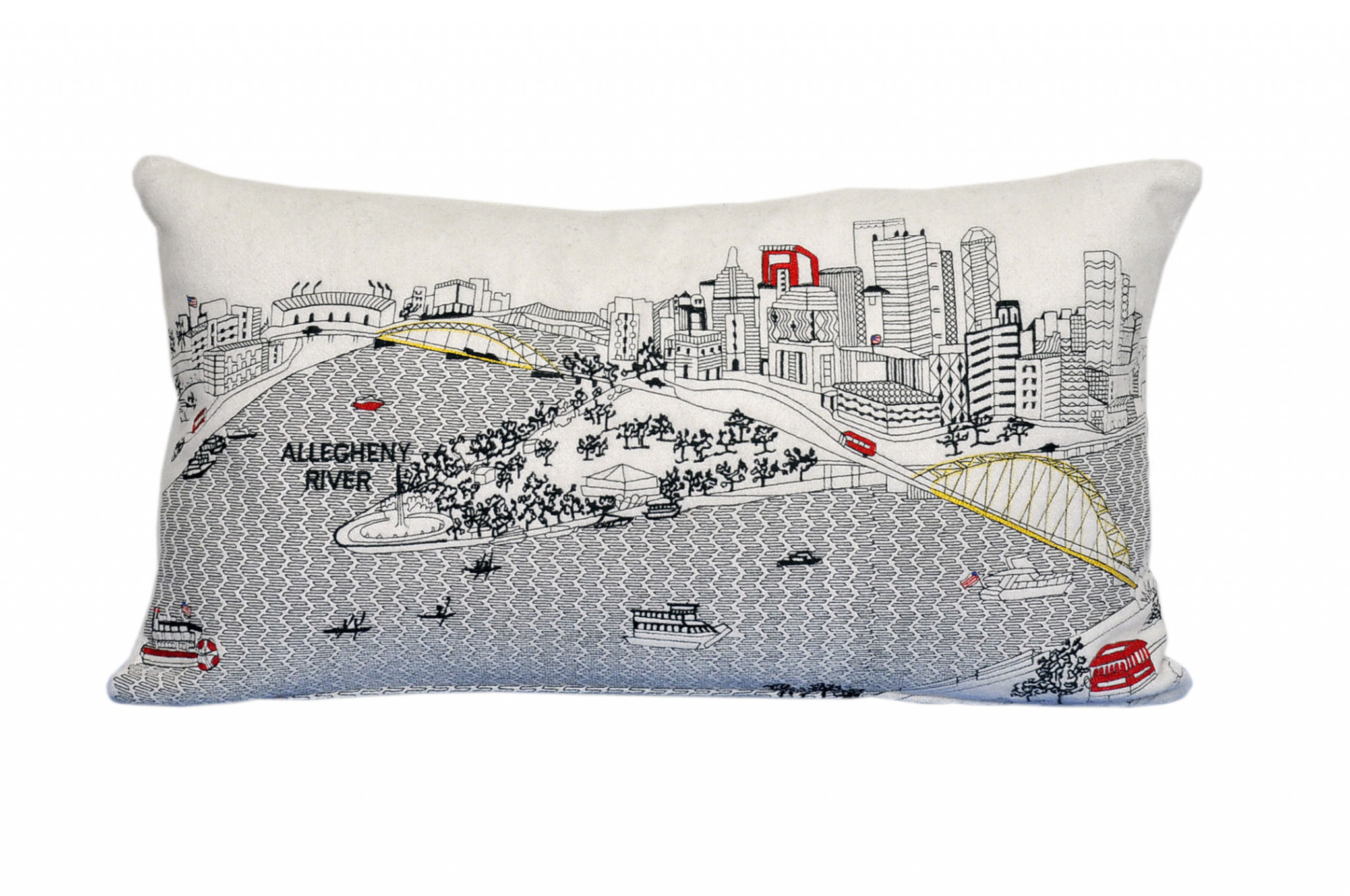 14" X 24" Cream Hometown Pride Wool Lumbar Throw Pillow