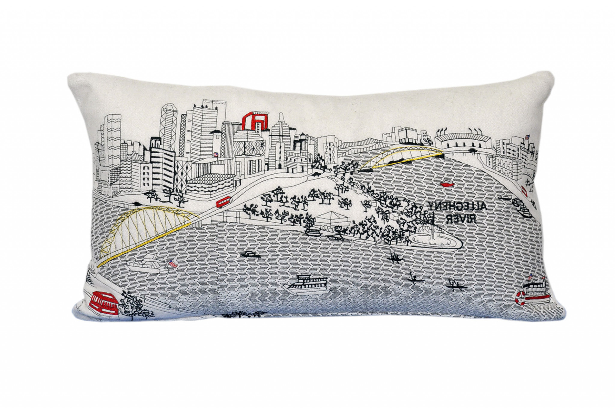 14" X 24" Cream Hometown Pride Wool Lumbar Throw Pillow