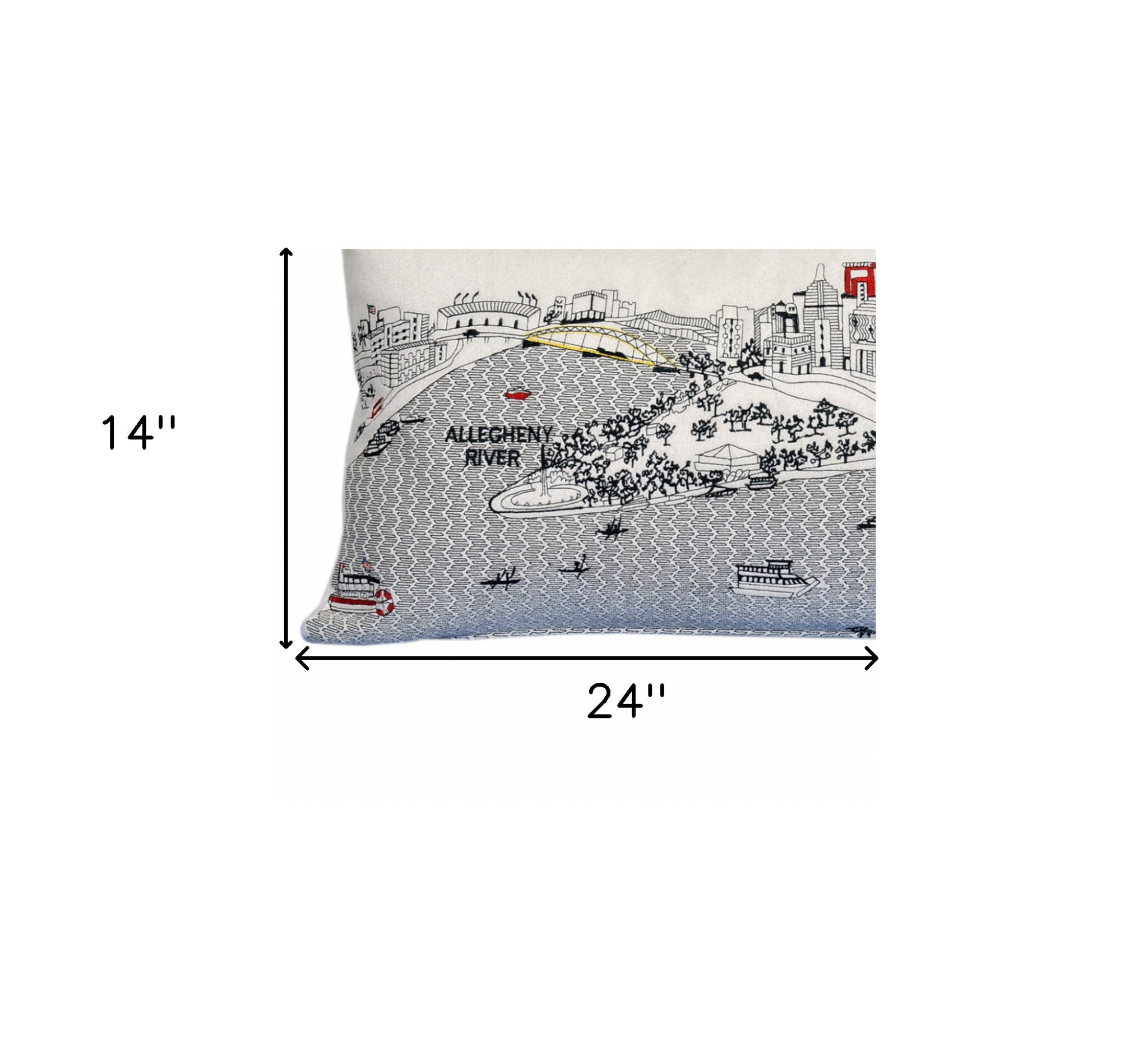 14" X 24" Cream Hometown Pride Wool Lumbar Throw Pillow