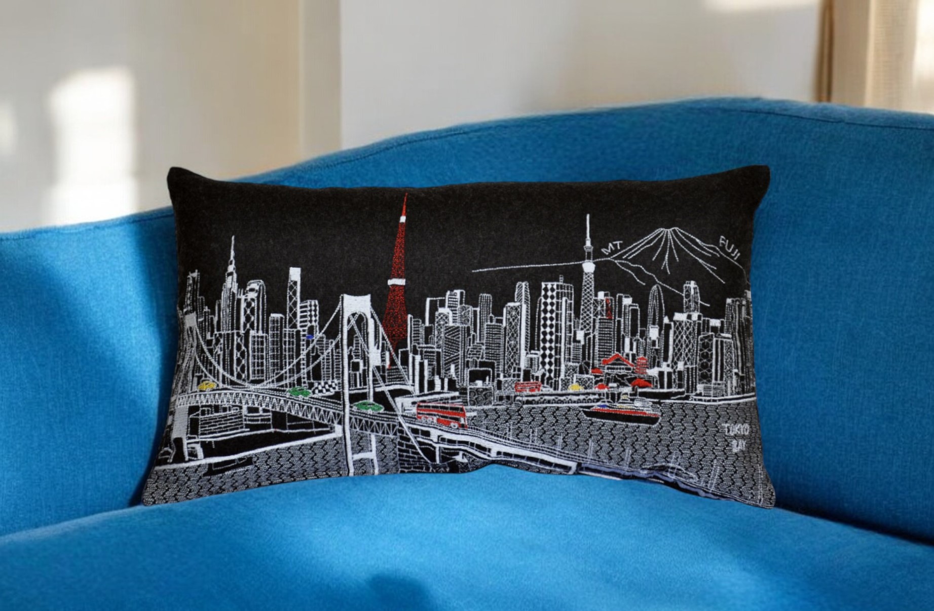 14" X 24" Black Gray and White Hometown Pride Wool Lumbar Throw Pillow