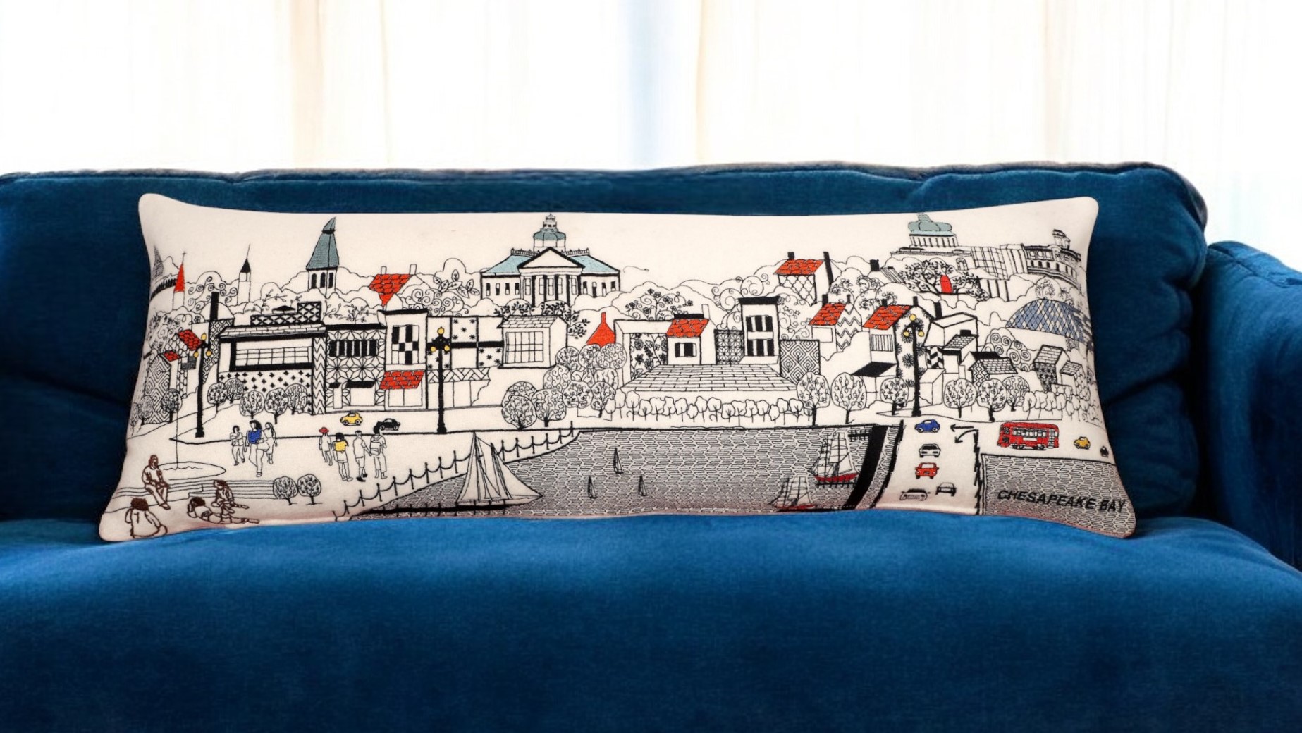 14" X 35" Cream Hometown Pride Wool Lumbar Throw Pillow