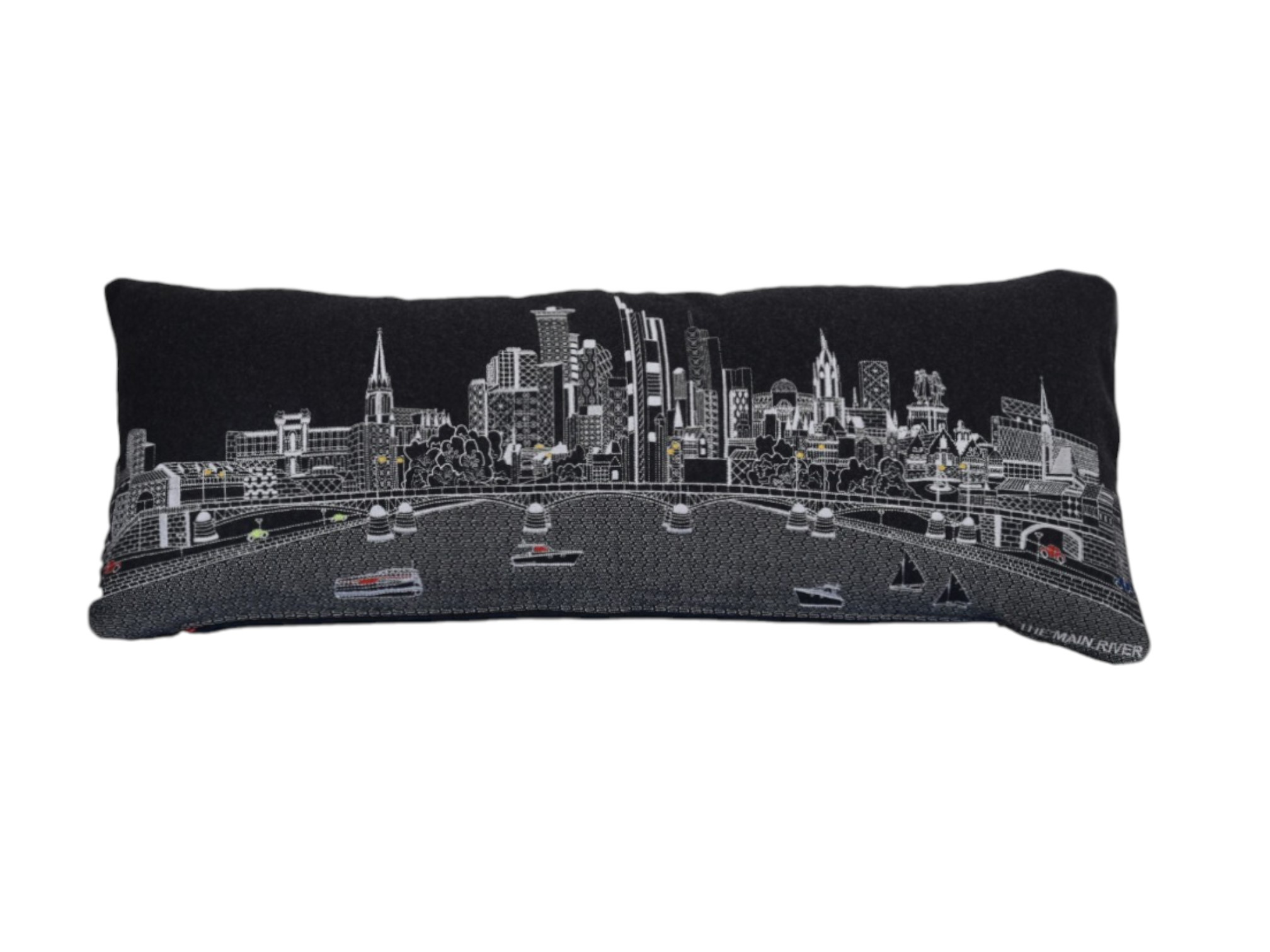 14" X 35" Black Gray and White Hometown Pride Wool Lumbar Throw Pillow