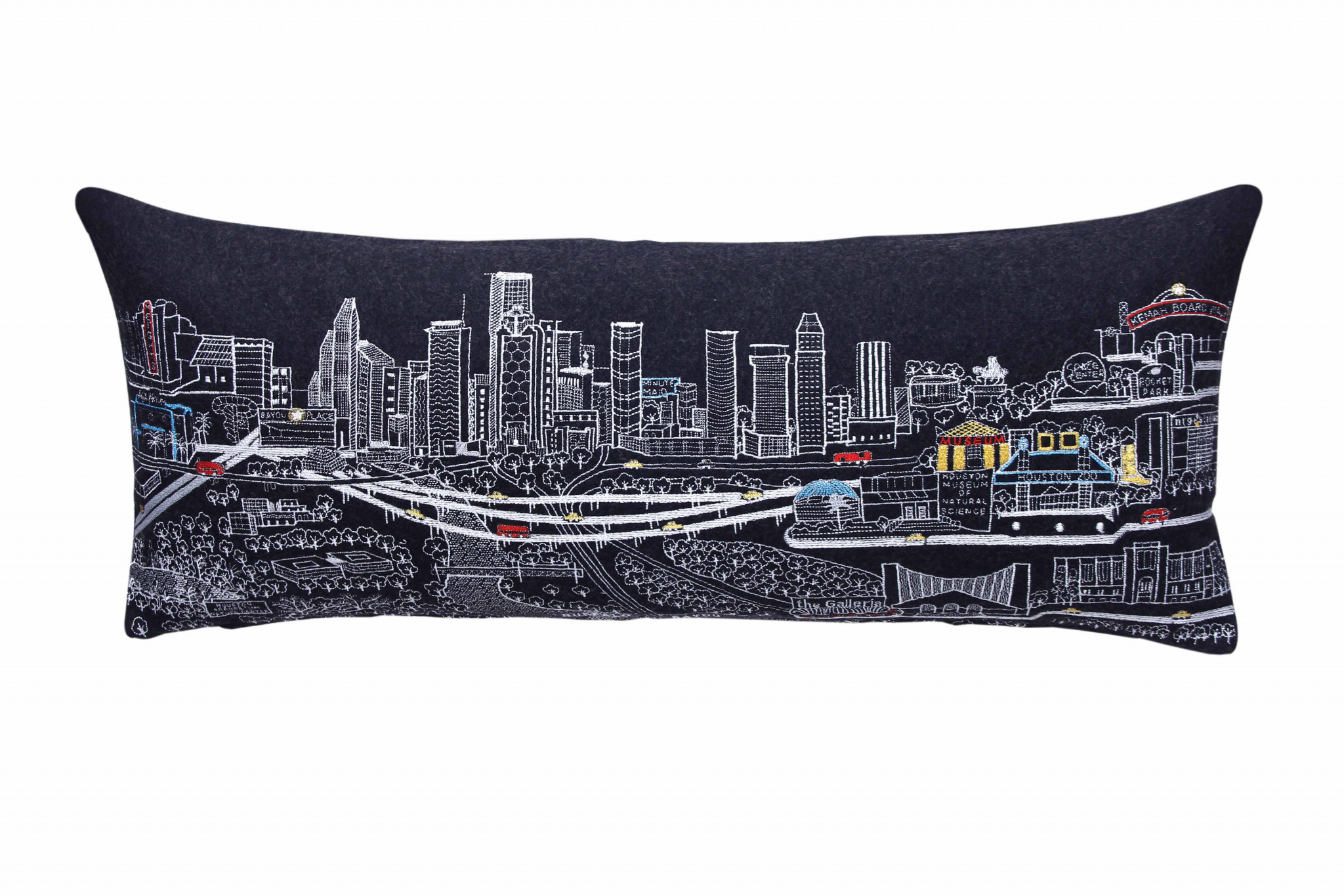14" X 35" Black Gray and White Hometown Pride Wool Lumbar Throw Pillow