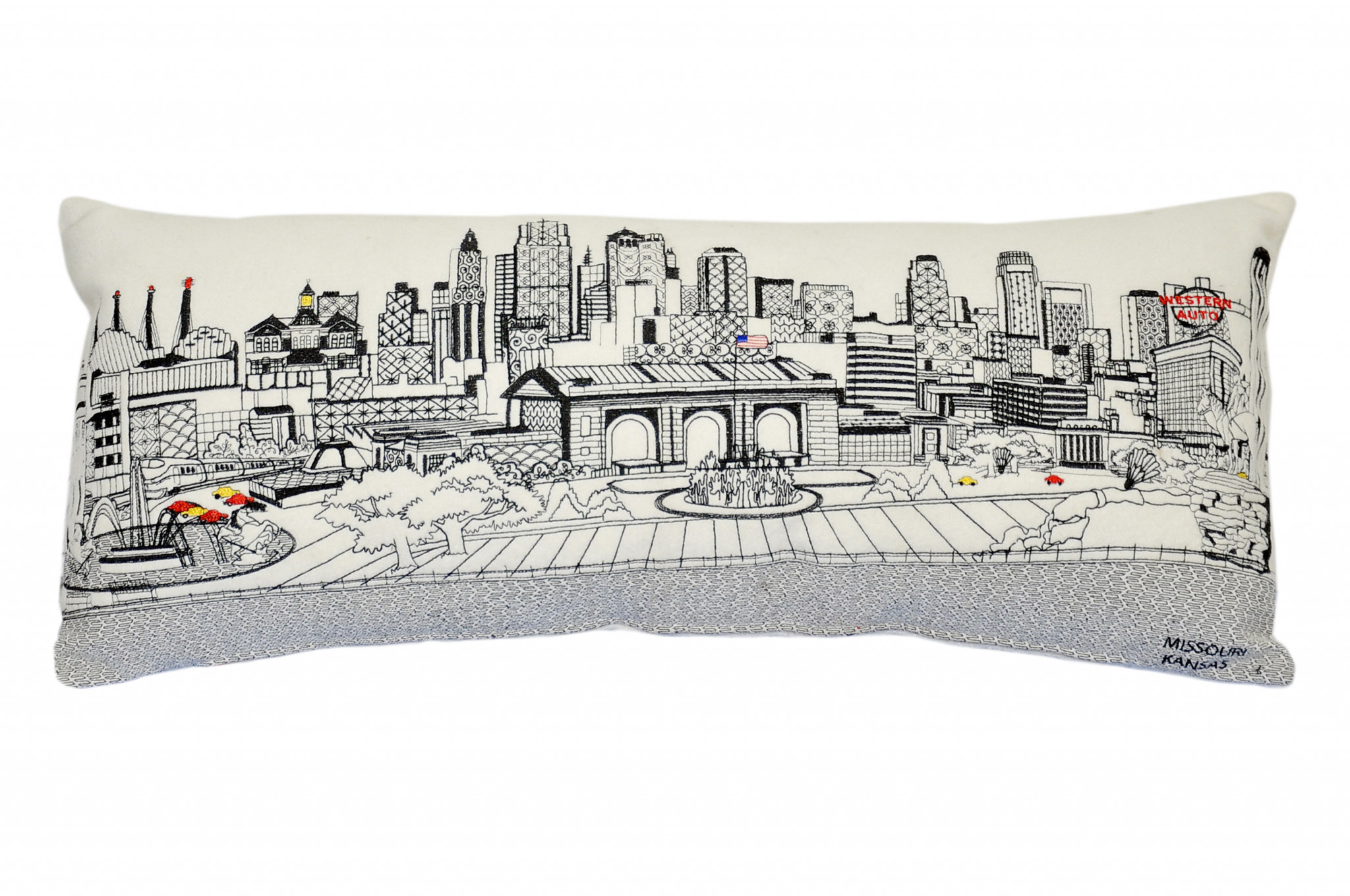 14" X 35" Cream Hometown Pride Wool Lumbar Throw Pillow