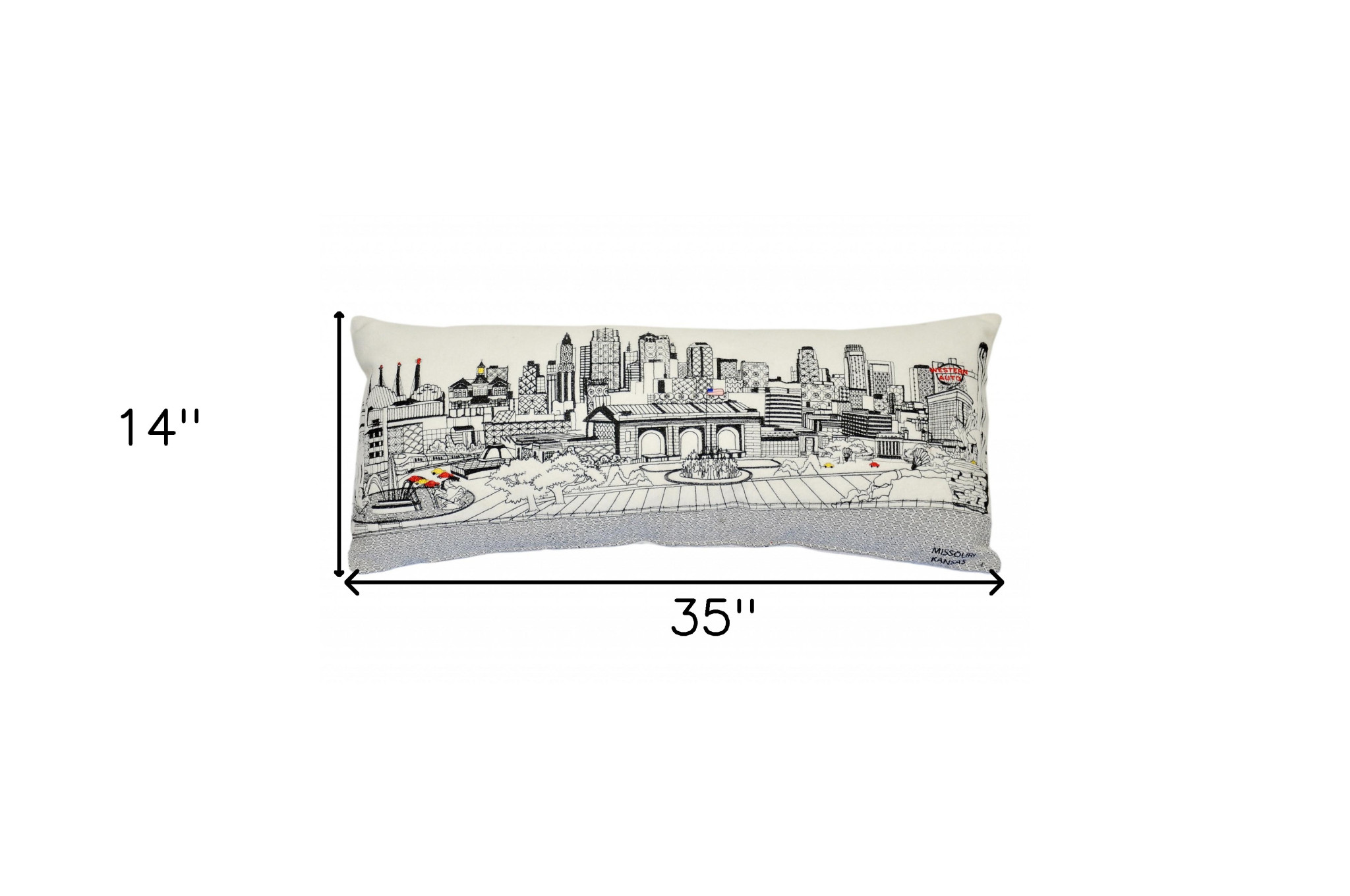 14" X 35" Cream Hometown Pride Wool Lumbar Throw Pillow